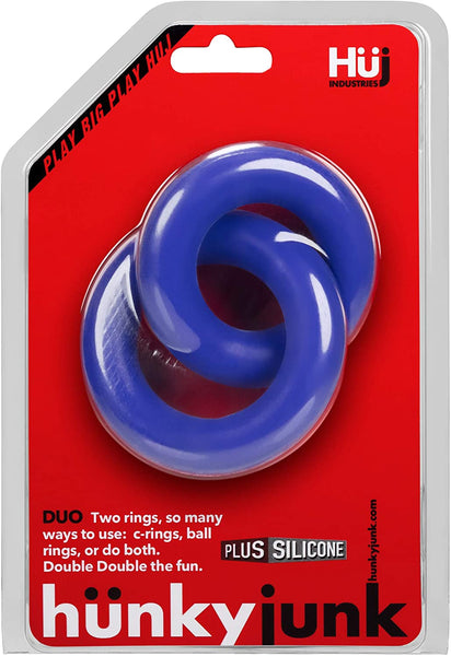 Hunkyjunk Duo Linked Cock Ball Rings Cobalt