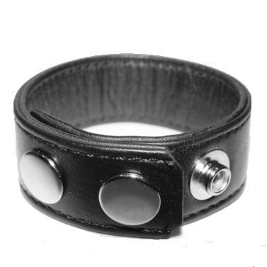 Leather Cock Strap with Three Snaps Wide